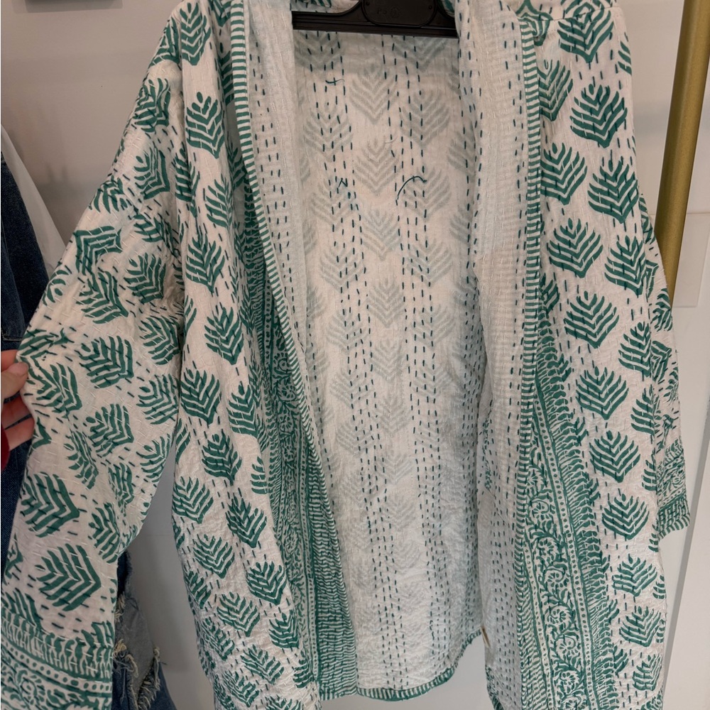 Green and White Duster